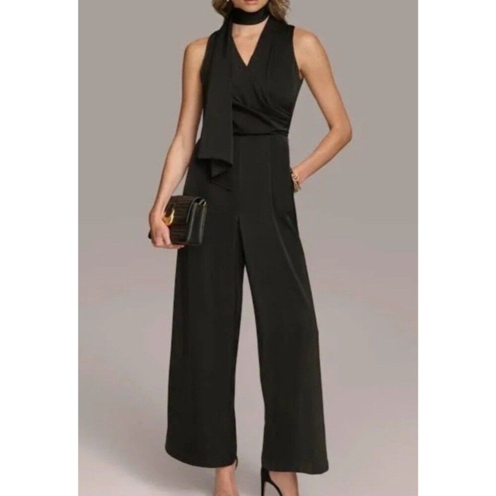 Donna Karan Women's Scarf-Neck Sleeveless Jumpsuit Size: 8 , W/Pockets NWT $209